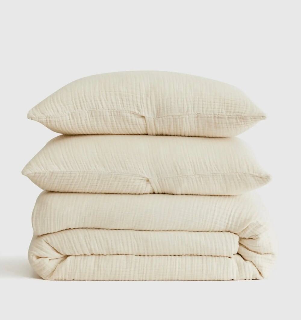NWOT Quince Organic Cotton Gauze Airy Duvet Cover 3Pc Set King Cal King Undyed